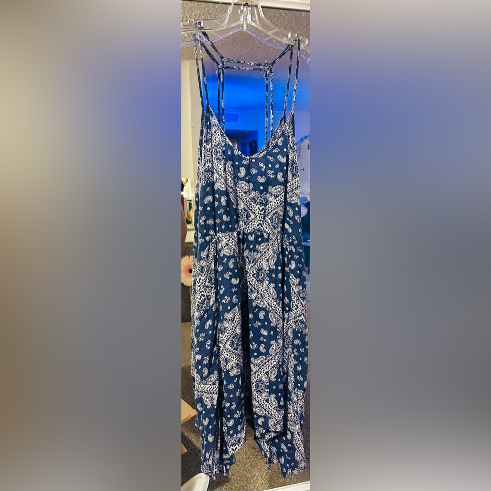 Socialite Cornflower Blue Bandana Print Midi Dress